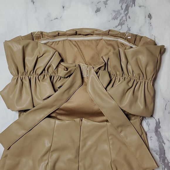 Do+Be Tan Faux Leather Mini Dress - Picture 3 of 5
